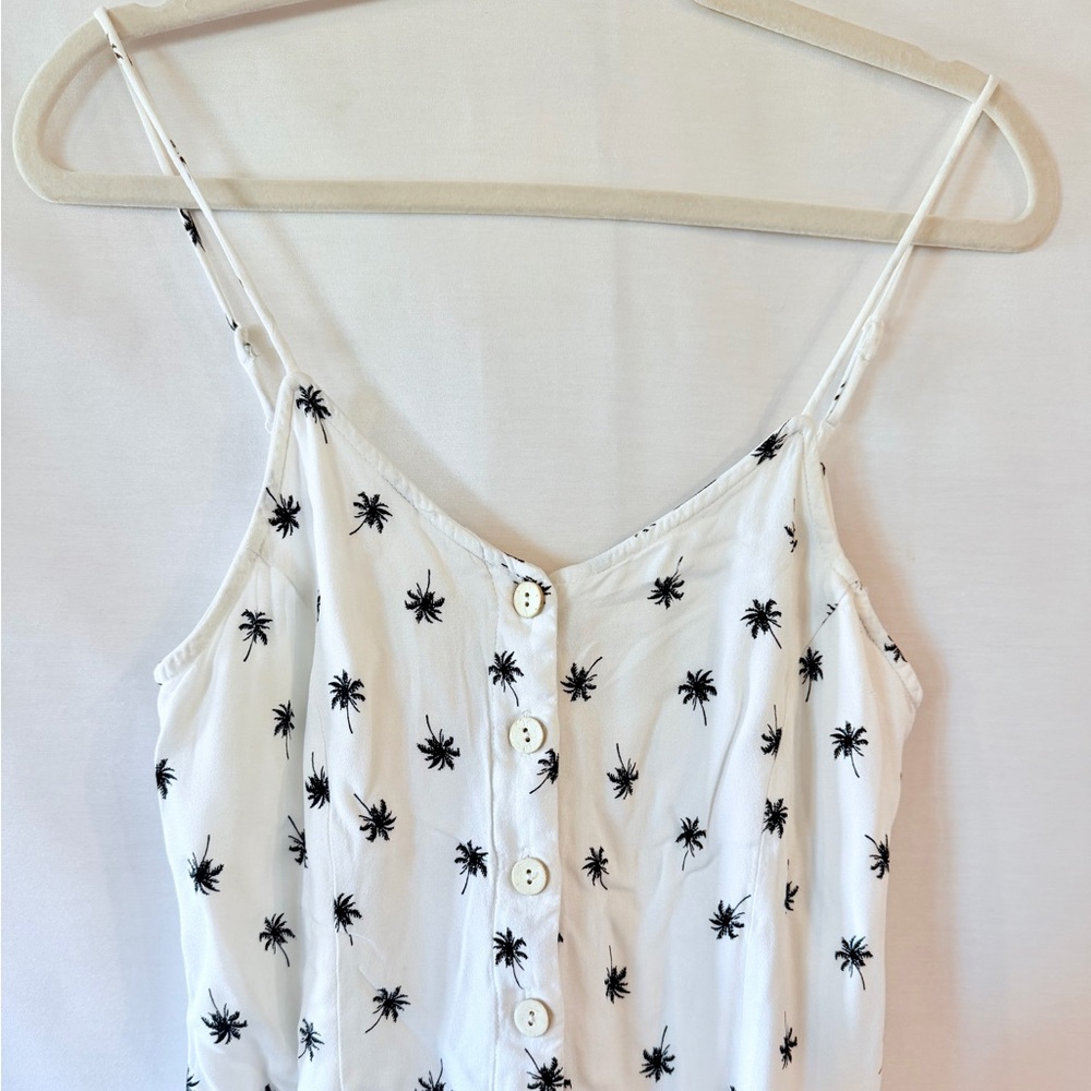 ILLA ILLA White Mini Romper with Black Palm Tree Pattern and Pockets - Picture 2 of 6
